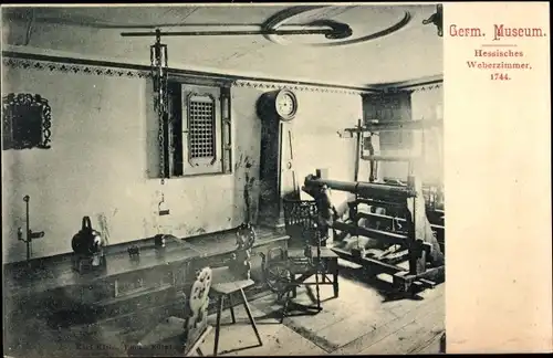 Ak Nürnberg in Mittelfranken, Germ. Museum, Hessisches Weberzimmer, 1744