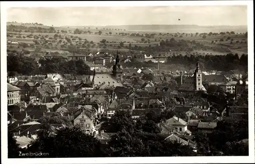 Ak Zweibrücken in der Pfalz, Panorama vom Ort