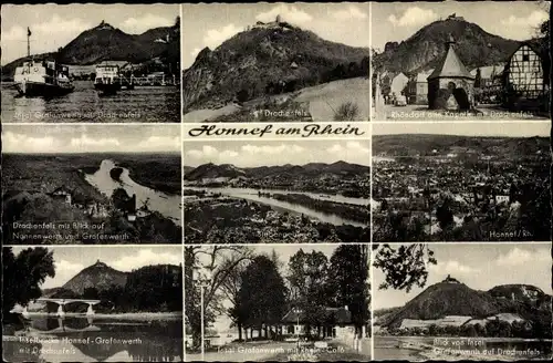 Ak Bad Honnef am Rhein, Drachenfels, Kapelle, Inselbrücke