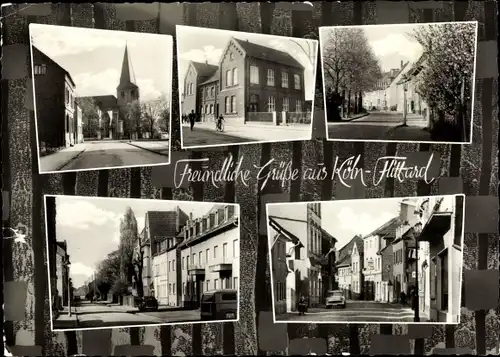 Ak Flittard Mülheim Köln am Rhein, Straßenpartie, Kirche, Häuser