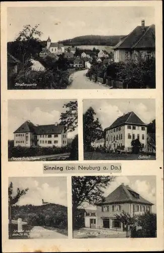 Ak Sinning Oberhausen in Oberbayern, Schloss, Schulhaus, Handlung, Straßenpartie