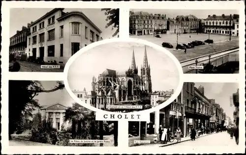 Ak Cholet Maine et Loire, Le Palais de Justice, L'Eglise, Place, Hotel