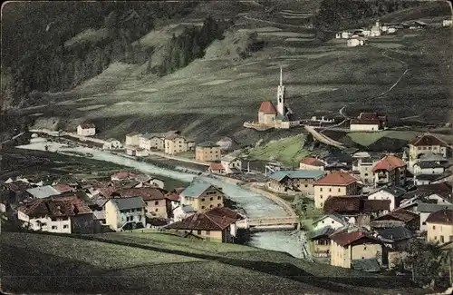 Ak Molina Südtirol, Panorama vom Ort