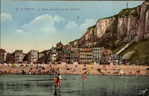 Ak Le Tréport Seine Maritime, La Plage, Les Villas, Les Falaises