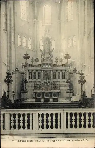 Ak Tourcoing Nord, Interieur de l'Eglise Notre Dame de Lourdes