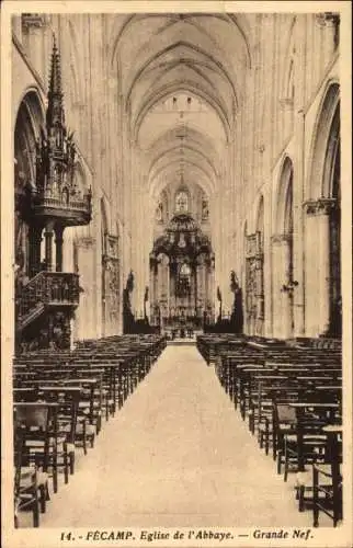 Ak Fécamp Seine Maritime, Eglise de l'Abbaye, Grande Nef