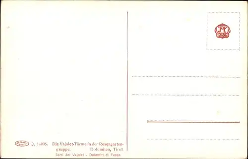 Künstler Ak Compton, Edward Harrison, Südtirol Italien, Die Vajolet Türme in der Rosengartengruppe