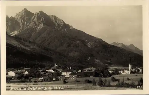 Ak Mieders in Tirol, Blick auf den Ort, Serles