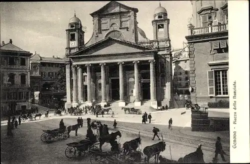 Ak Genova Genua Liguria, Piazza della Nunziata