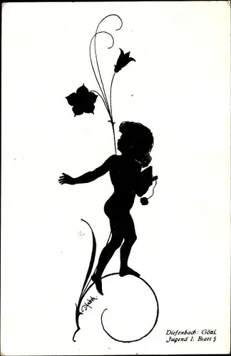 Scherenschnitt Ak Diefenbach, Göttliche Jugend 1, Blatt 5