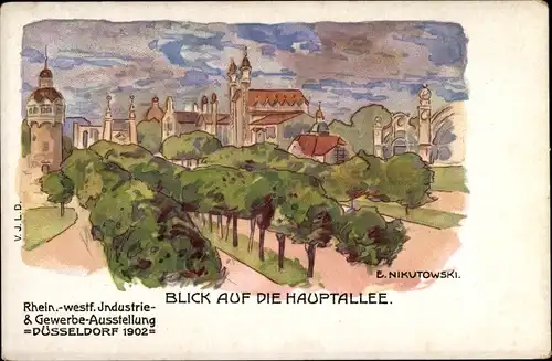 Künstler Ak Nikutowski, E., Düsseldorf am Rhein, Rhein. westf. Industrie und Gewerbeausstellung 1902