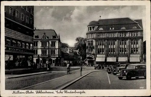 Ak Mülheim an der Ruhr, Schlossstraße, Ecke Hindenburgstraße, Autos