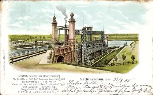 Litho Oberwiese Waltrop Ruhrgebiet, Schiffshebewerk Henrichenburg, Meckinghoven