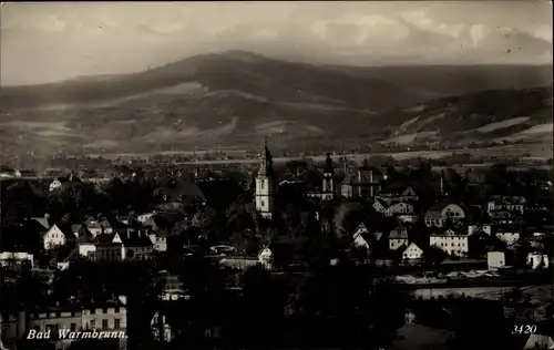 Ak Cieplice Śląskie Zdrój Bad Warmbrunn Riesengebirge Schlesien, Blick auf den Ort