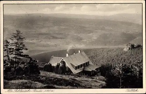 Ak Szklarska Poręba Schreiberhau Riesengeb., Alte schlesische Baude, Schronisko Pod Łabskim Szczytem