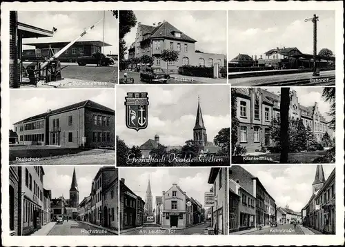 Ak Kaldenkirchen Nettetal, Grenzübergang, Postamt, Bahnhof, Gleisseite Realschule, Krankenhaus