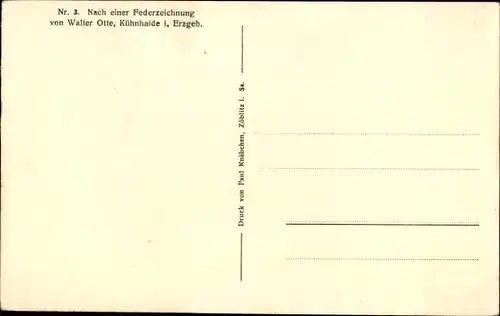 Künstler Ak Otte, Walter, Kühnhaide Marienberg im Erzgebirge, Gehöft, Federzeichnung