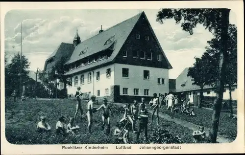 Ak Johanngeorgenstadt im Erzgebirge Sachsen, Rochlitzer Kinderheim, Luftbad, Schaukel