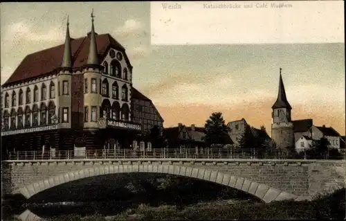 Ak Weida in Thüringen, Katzschbrücke, Cafe Museum