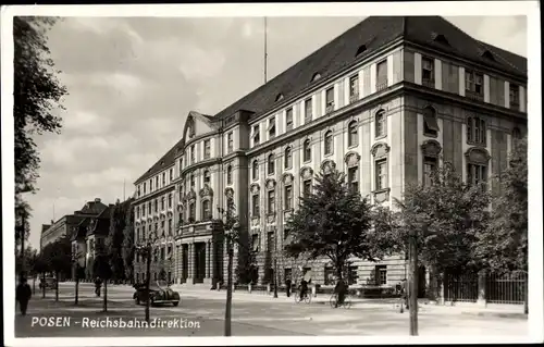 Foto Ak Poznań Posen, Gebäude der Reichsbahndirektion