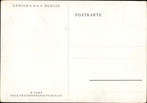 Künstler Ak H. Rahn, Berlin Tiergarten, Neue Prachtstraße, Enrilo G.m.b.H.
