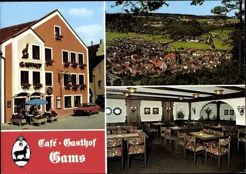 Ak Beilngries im Altmühltal Bayern, Café Gasthof Gams, Hauptstraße 16, Totale vom Ort