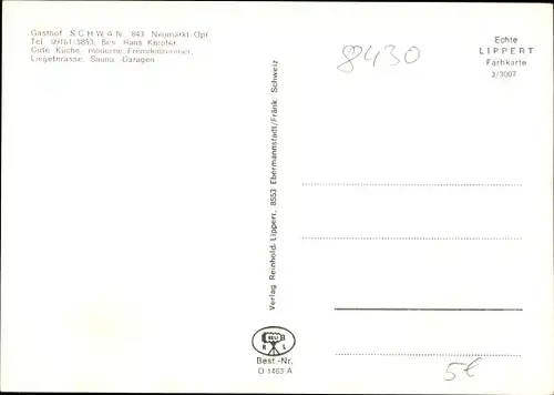 Ak Neumarkt in der Oberpfalz Bayern, Gasthof Schwan, Inh. H. Knipfer, Innen und Außen