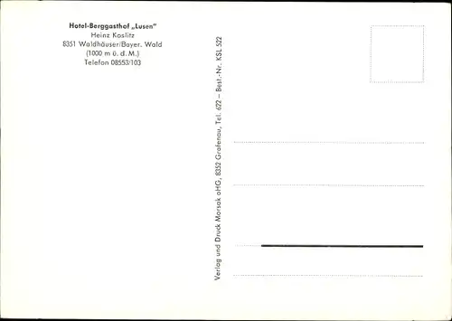 Ak Waldhäuser Neuschönau Niederbayern, Hotel Lusen