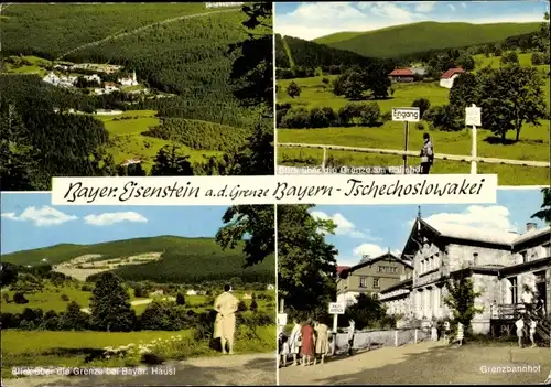 Ak Bayerisch Eisenstein im Bayrischen Wald, Grenzbahnhof, Landesgrenze, Landschaft