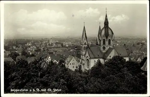 Ak Heppenheim an der Bergstraße, Ort mit St. Peter