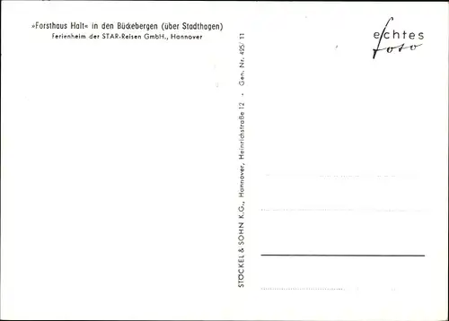 Ak Hörkamp Langenbruch Stadthagen Niedersachsen, Forsthaus Halt, Bückeberge, Wald, Fliegeraufnahme