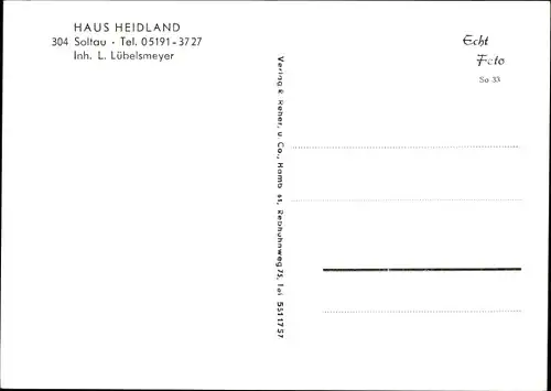 Ak Soltau im Heidekreis, Blick auf Haus Heidland, Inhaber L. Lübelsmeyer