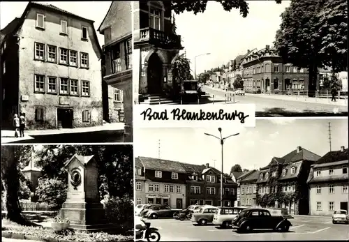 Ak Bad Blankenburg in Thüringen, Fröbelhaus, Bahnhofstr. m. Friedrich Fröbel Denkmal, Markt