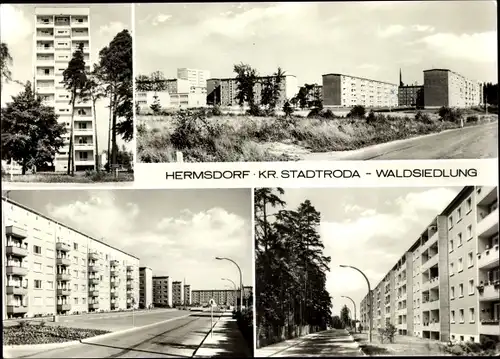 Ak Hermsdorf Kreis Stadtroda in Thüringen, Waldsiedlung, Neubauten, Hochhäuser