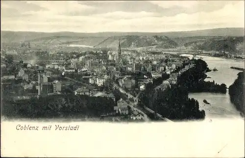 Ak Koblenz am Rhein, Blick auf die Vorstadt