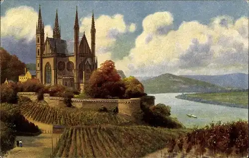 Künstler Ak Hoffmann, H., Remagen, Die Appolinariskirche mit Umgebung