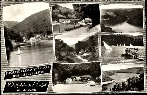 Ak Woffelsbach Simmerath in der Eifel, Jugendzeltlagerplatz, Segelboote, Gesamtansicht