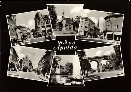 Ak Apolda in Thüringen, Bahnhofstraße, Viadukt, HO Central Kaufhaus, Rathaus