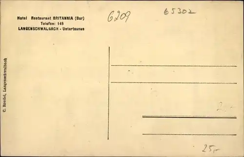 Ak Langenschwalbach Bad Schwalbach im Taunus, Hotel Restaurant Britannia