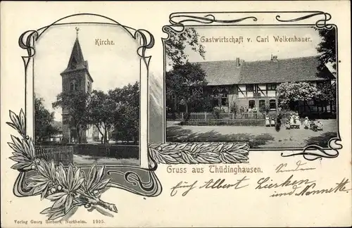 Jugendstil Ak Thüdinghausen Moringen im Solling Niedersachsen, Gastwirtschaft, Kirche