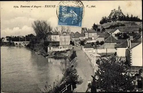 Ak Erigné Maine et Loire, Vue sur le Louet