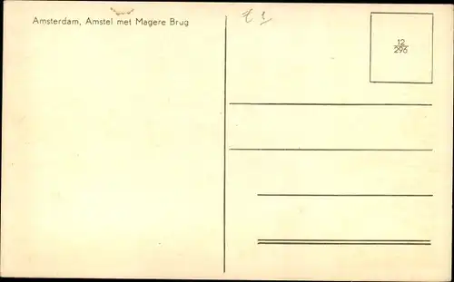 Ak Amsterdam Nordholland Niederlande, Amstel met Magere Brug