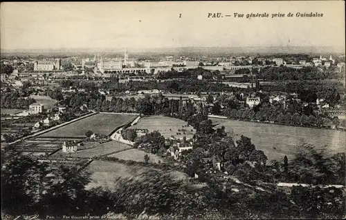 Ak Pau Pyrénées-Atlantiques, Vue generale prise du Guindalos