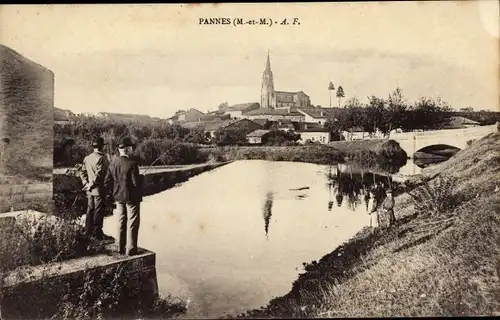Ak Pannes Meurthe et Moselle, Flusspartie, Blick auf den Ort