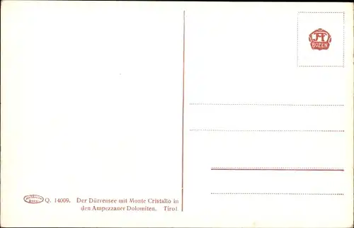 Künstler Ak Compton, E. H., Südtirol Italien, Der Dürrensee mit Monte Cristallo