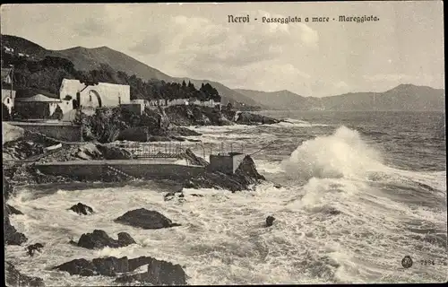 Ak Nervi Genova Genua Liguria, Passeggiata a mare