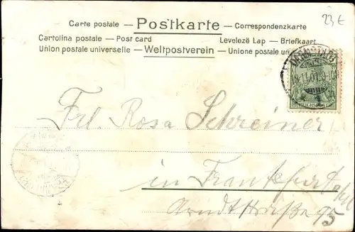 Präge Litho Schwarze Hauskatze, Kater mit Kopfschmerzen, Fisch, Kater