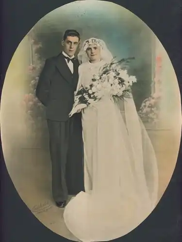 Foto Combalié, Henri, Tolouse, Portrait, Mann und Frau, Hochzeitspaar