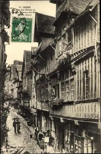 Ak Lisieux Calvados, Rue aux Fevres, Maisons