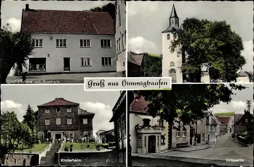 Ak Himmighausen Nieheim in Westfalen, Kirche, Geschäft, Ortspartie, Kinderheim